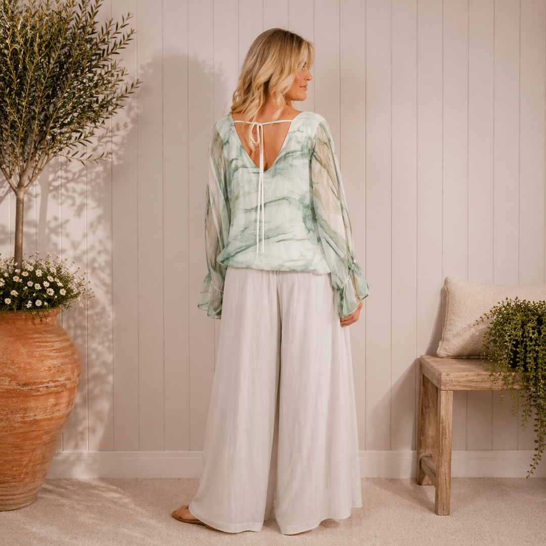 Mia Tui Marble Print Tie Back Top