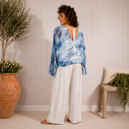 Mia Tui Marble Print Tie Back Top