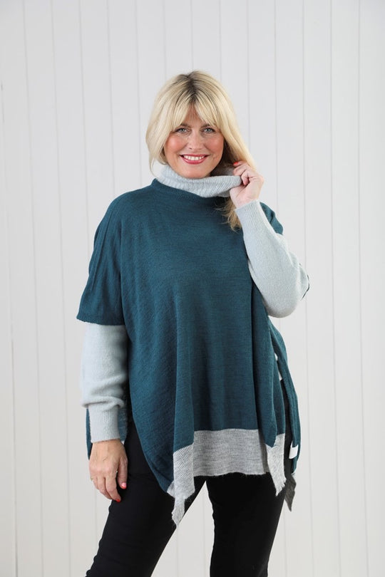 Mia Tui Striped Edge Poncho